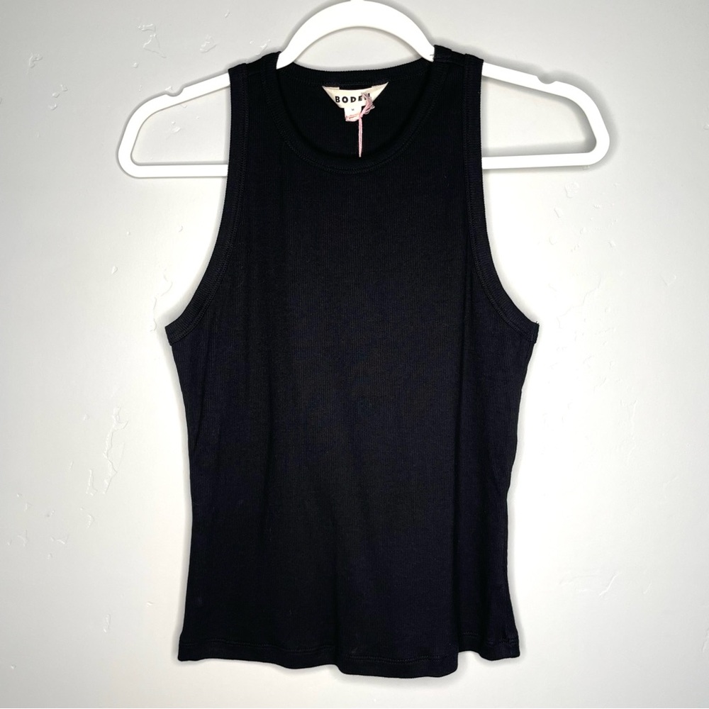 NWT Boden Ribbed Muscle Tank Top Medium Black‎